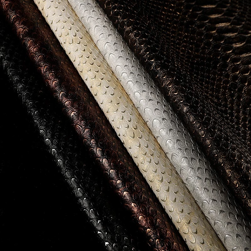 Hot sell snake skin PVC leather with like real snake skin emboss for women handbag