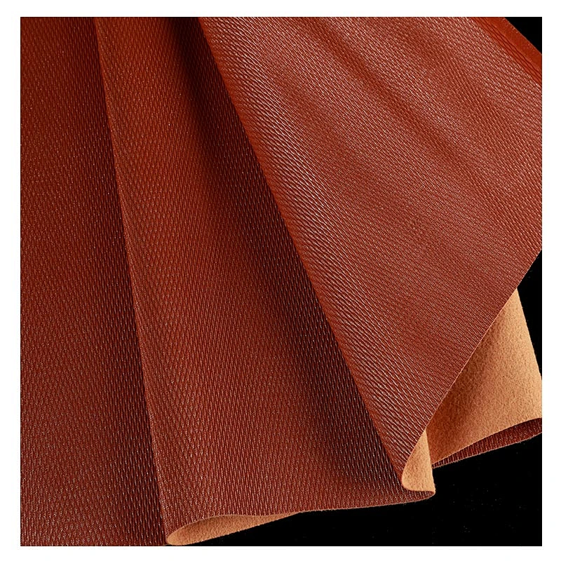 Weave embossed PU leather brushed leather for lady's handbag usage