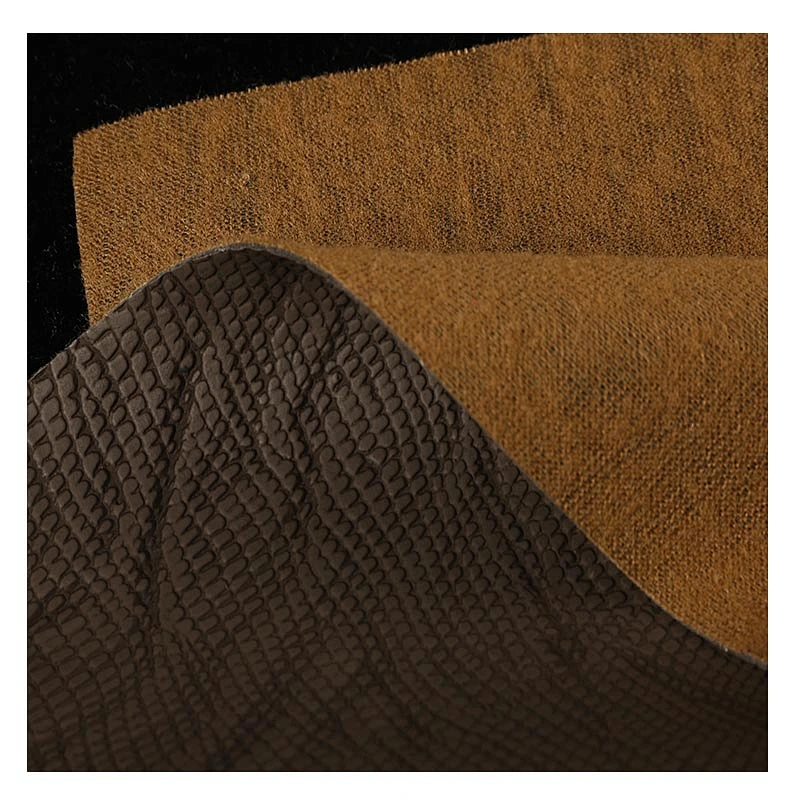 PVC Lizard skin leather with brushing fabric for lizard emboss handbags material