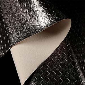 PVC embossed leather bags making material with brushing fabric