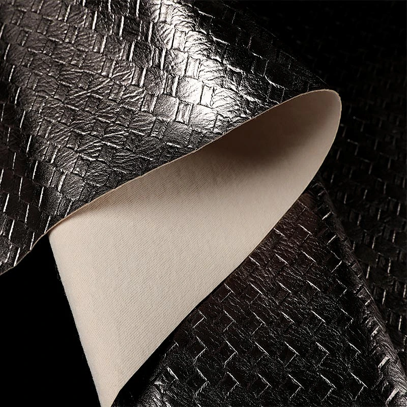 PVC embossed leather bags making material with brushing fabric