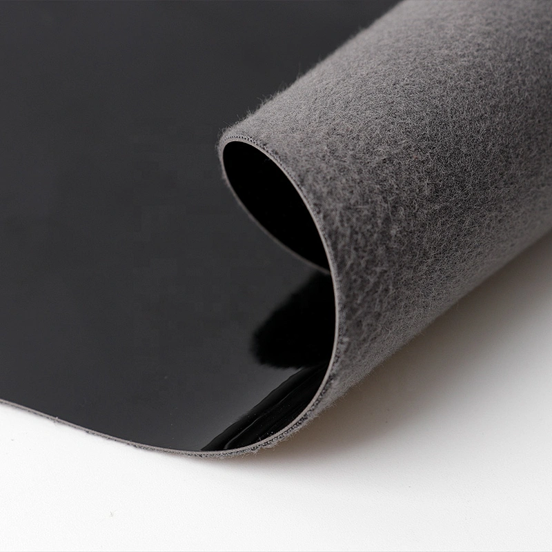 high glossy black pu faux leather for shoes handbag leatherette rolls fabric synthetic leather supplier