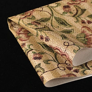 China Flower Embossed PVC Leather with brushing fabric for woman handbags