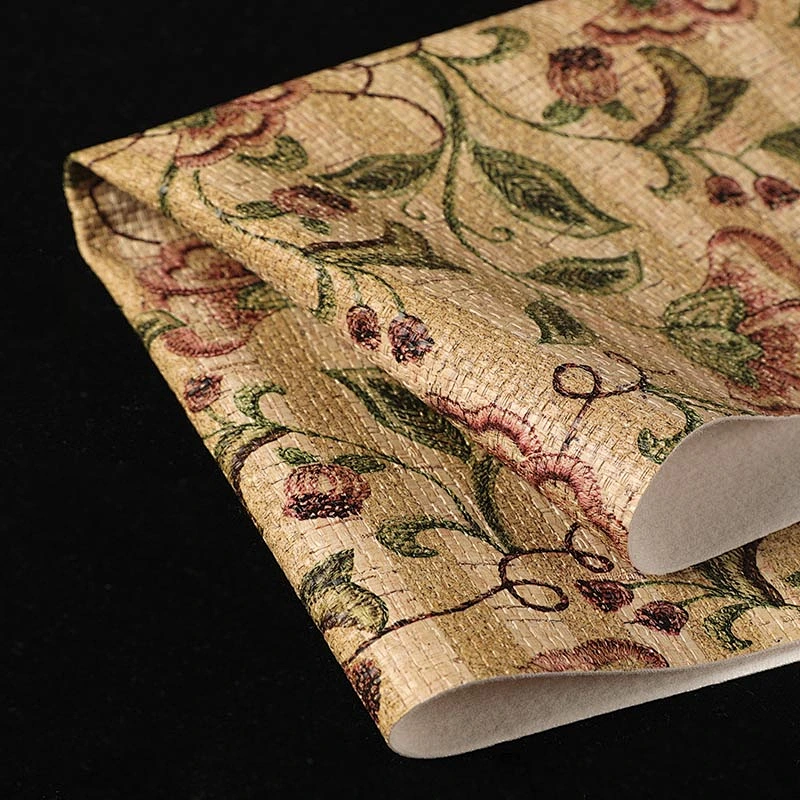 China Flower Embossed PVC Leather with brushing fabric for woman handbags
