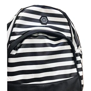 PU sheet for school bag star-like embossed black and white stripe print PU artificial leather sheet