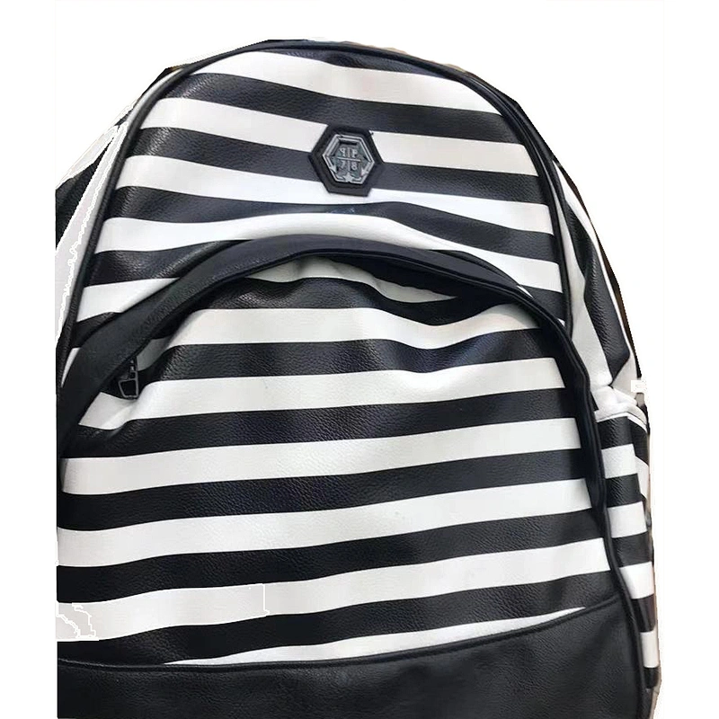 PU sheet for school bag star-like embossed black and white stripe print PU artificial leather sheet