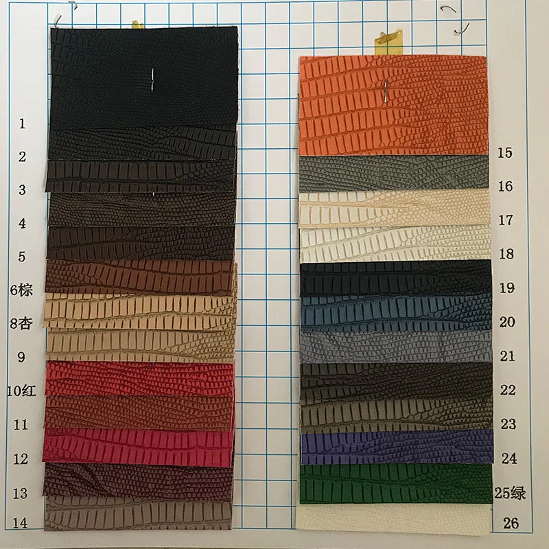 PVC Lizard skin leather with brushing fabric for lizard emboss handbags material
