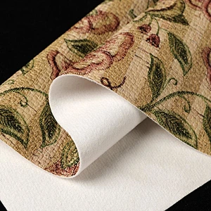 China Flower Embossed PVC Leather with brushing fabric for woman handbags