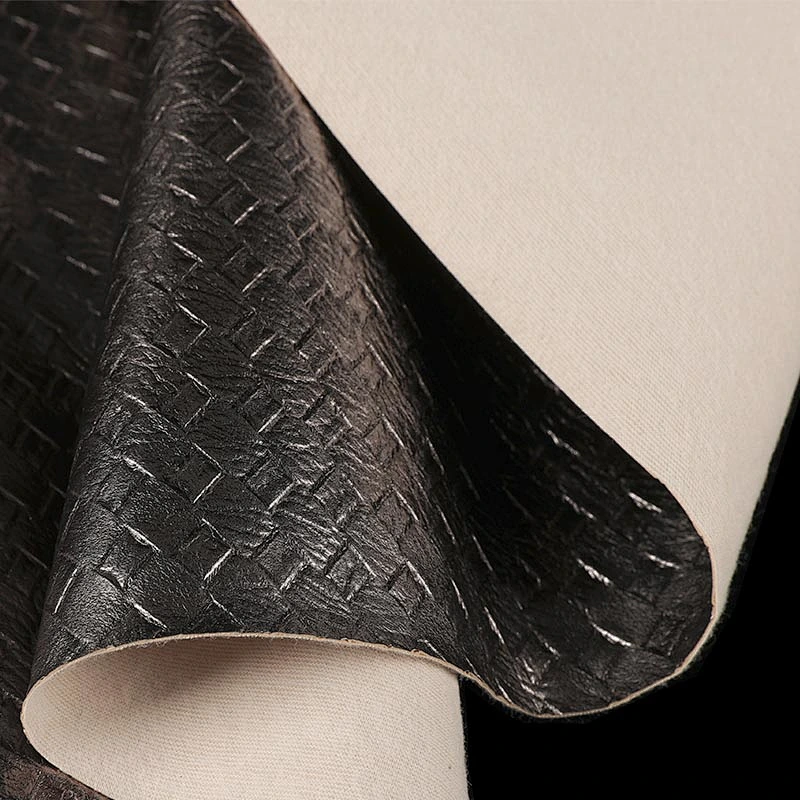 PVC embossed leather bags making material with brushing fabric