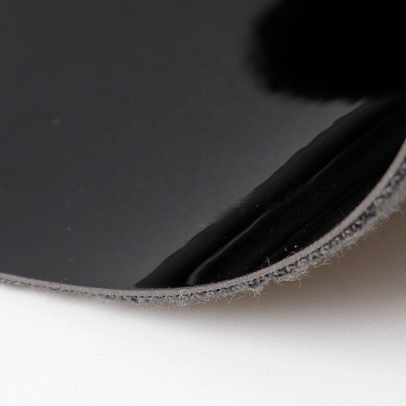 high glossy black pu faux leather for shoes handbag leatherette rolls fabric synthetic leather supplier