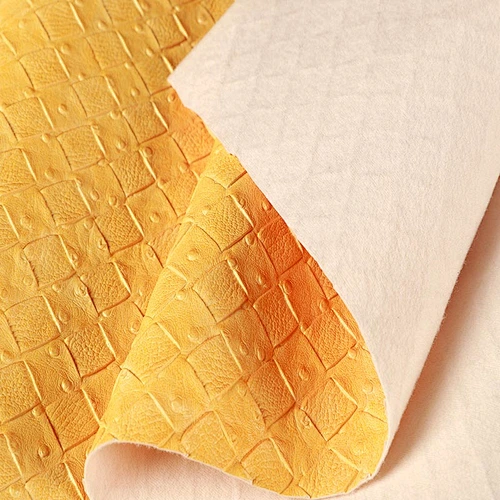 High quality Ostrich Synthetic Pu Leather for Bags Handbags bag fabric usage with weaving emboss