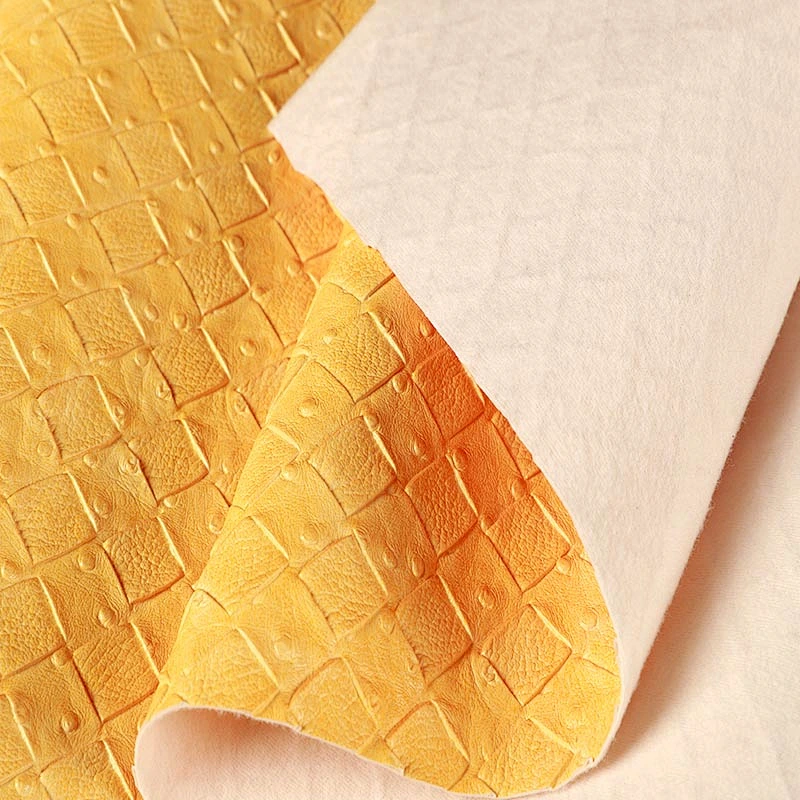 High quality Ostrich Synthetic Pu Leather for Bags Handbags bag fabric usage with weaving emboss