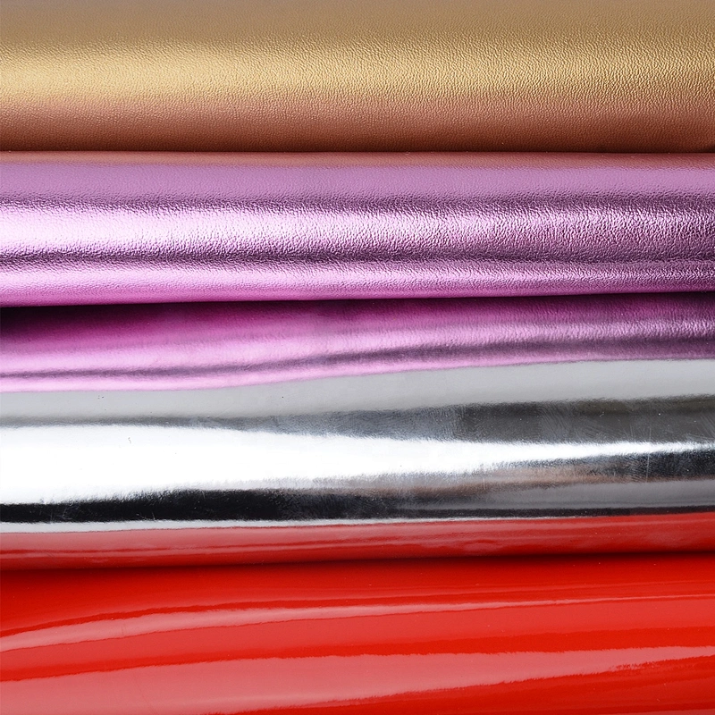 pu leather vinyl leatherette mirror face surface treatment rexine manufacture in China