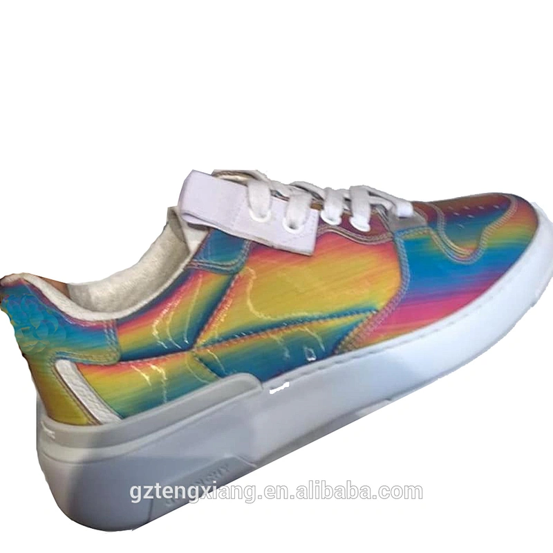 TPU 3D rainbow film leatherette rolls Synthetic material for shoes