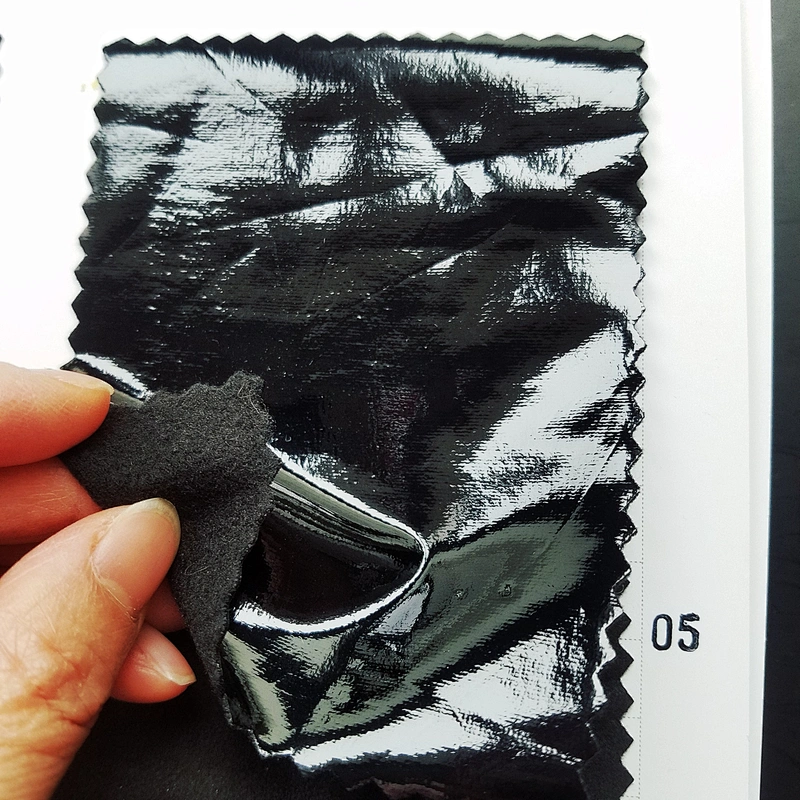 pu garment leather for clothing 4 way stretch mirror leather for jacket skirt spandex backing