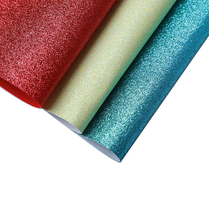 faux PU leather for shoes shiny leather glitter leather material