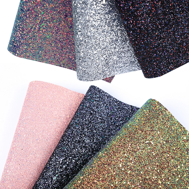 Glitter pvc leather faux leather sheets a grade leather for woman shoes