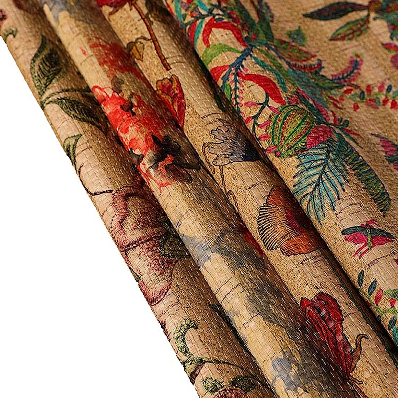China Flower Embossed PVC Leather with brushing fabric for woman handbags