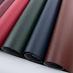 Litchi grain leather for car pvc faux leather  with knitted backing
