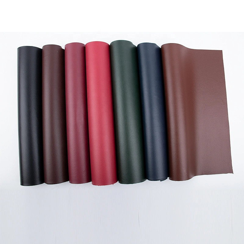 Litchi grain leather for car pvc faux leather  with knitted backing