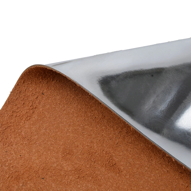 silver high glossy pu leather vinyl leatherette face mirror surface treatment China rexine