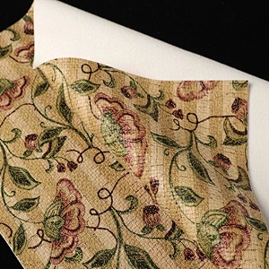 China Flower Embossed PVC Leather with brushing fabric for woman handbags