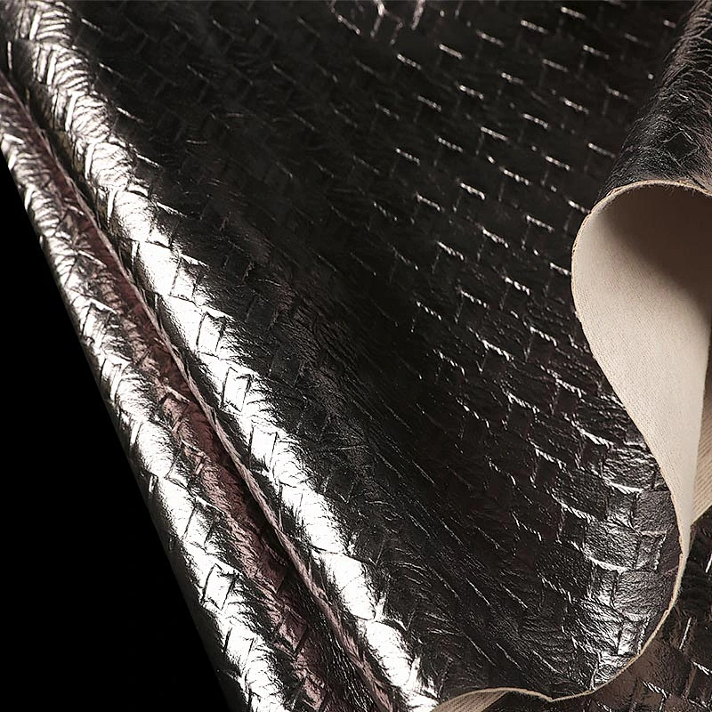 PVC embossed leather bags making material with brushing fabric