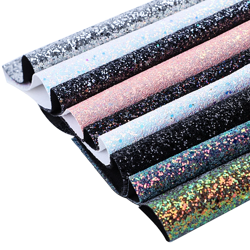 Glitter pvc leather faux leather sheets a grade leather for woman shoes