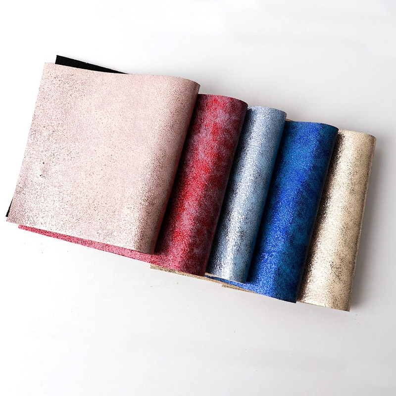 shining polyester fabric bronzing roll imitation leather for shoe fabric