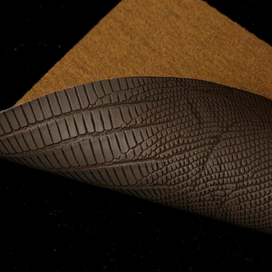 PVC Lizard skin leather with brushing fabric for lizard emboss handbags material