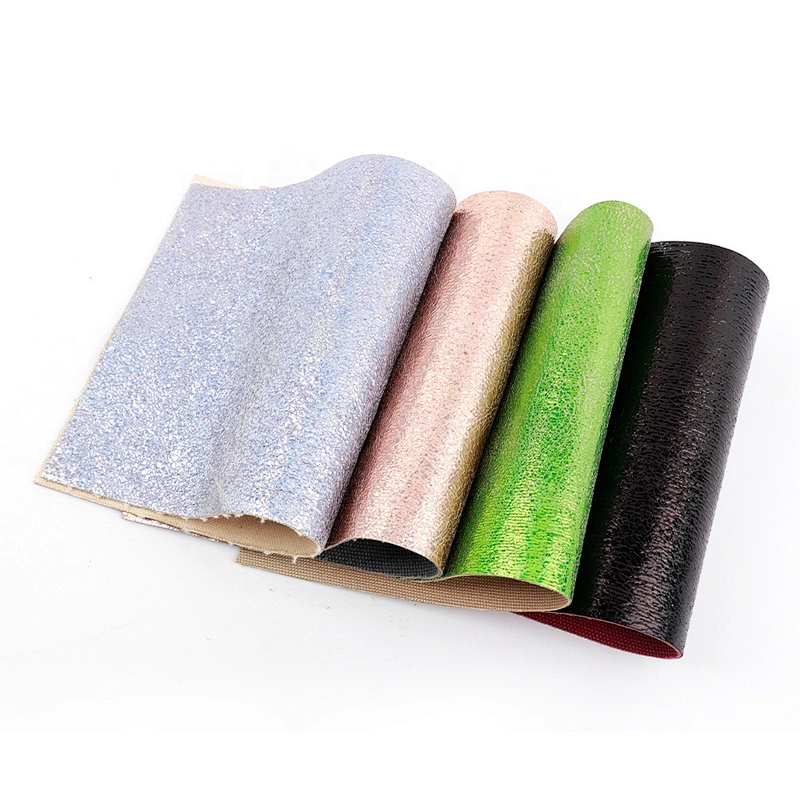 pu fabric shining polyester fabric bronzing roll imitation leather for shoe