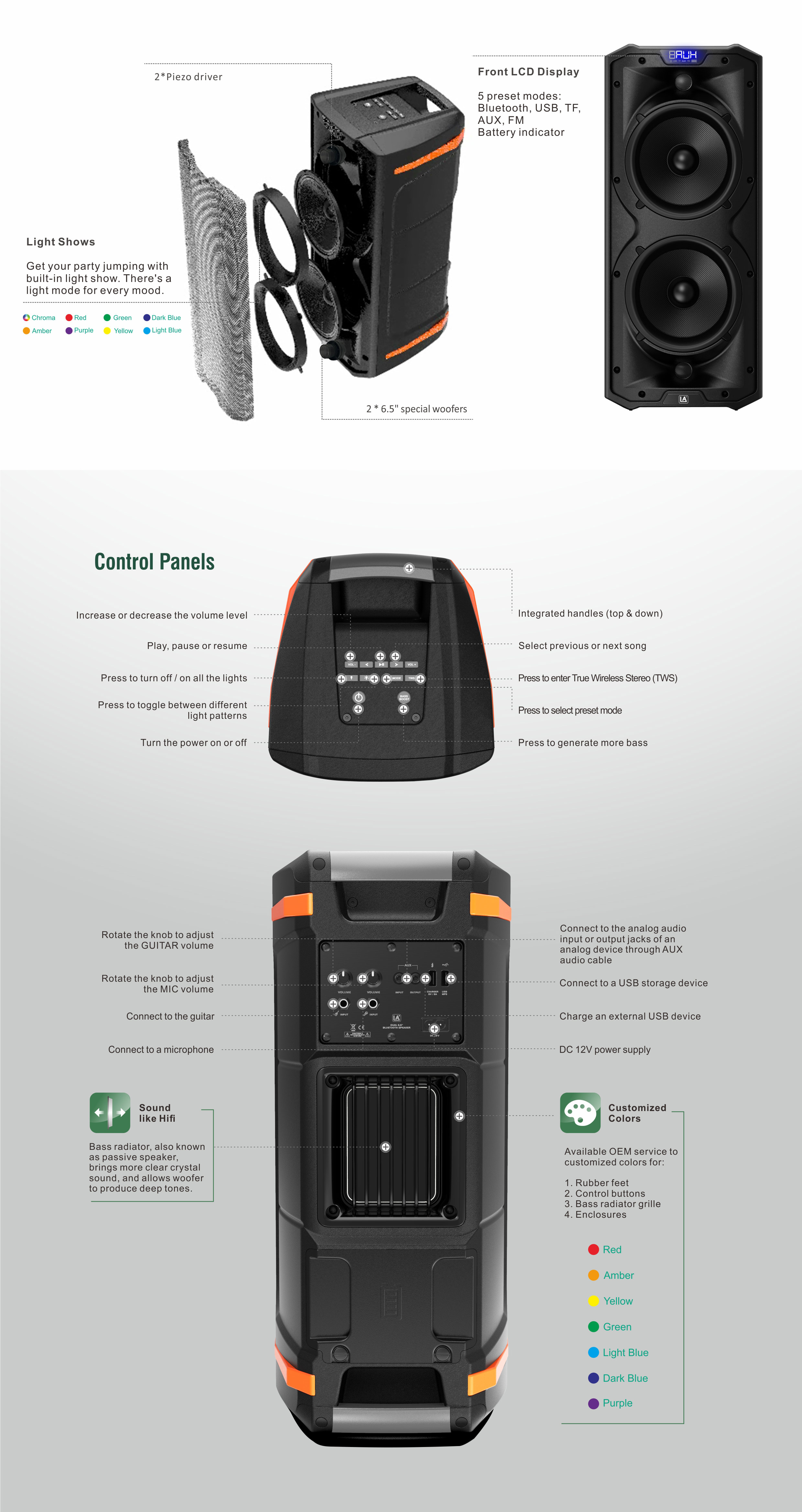 Party Speaker with Lights,bluetooth portable mini speaker,bluetooth portable speaker