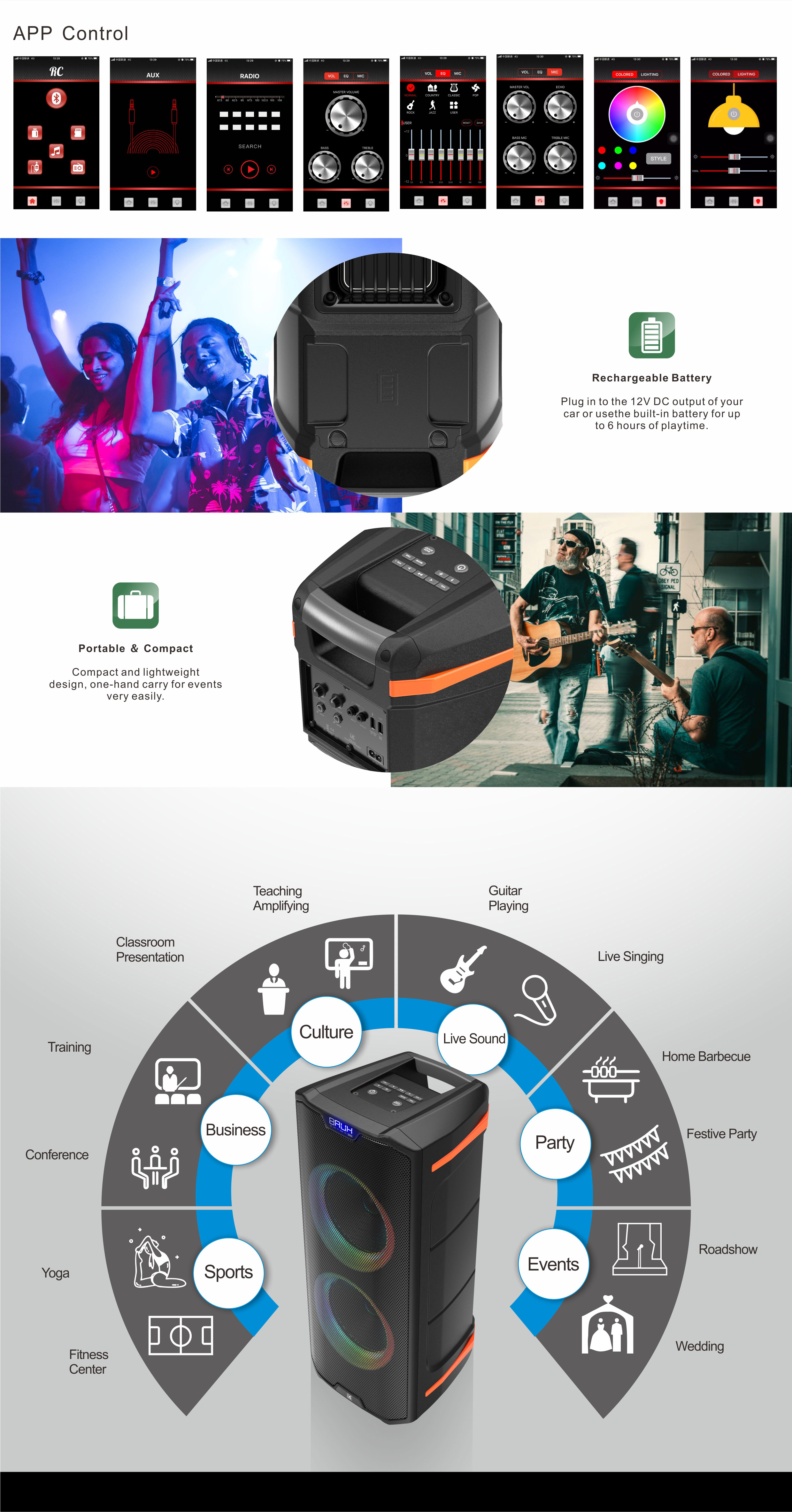 Party Speaker with Lights,bluetooth portable mini speaker,bluetooth portable speaker