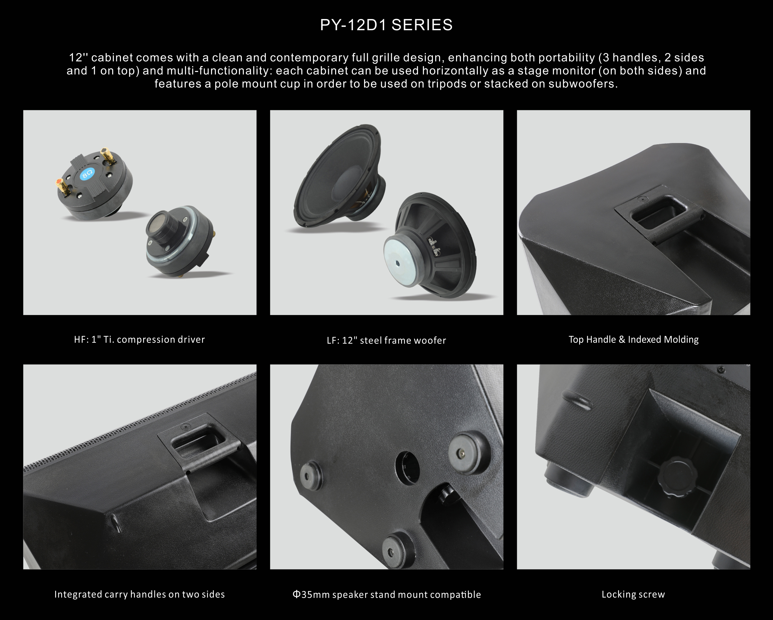 portable pa speakers, powered speakers pa, pa system, ABS Molded PA Speakers PY Series