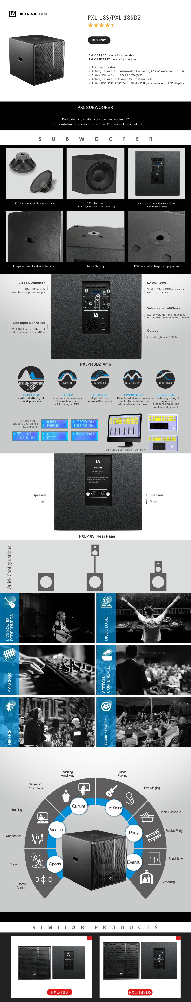 active bass reflex speakers, subwoofer, PXL Series 18SD2 18inch Subwoofers, subwoofer and amp package, sub