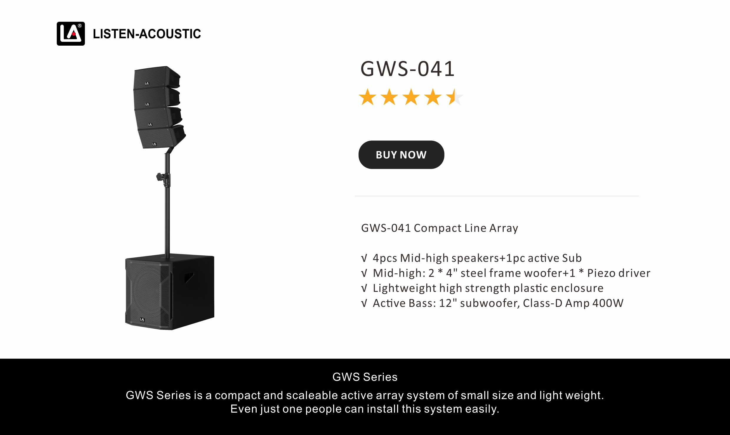 Compact Line Array Systems, compact line array system, array compact, ultra compact, array line, Line Array GWS Series, Mini Line Array GWS-041