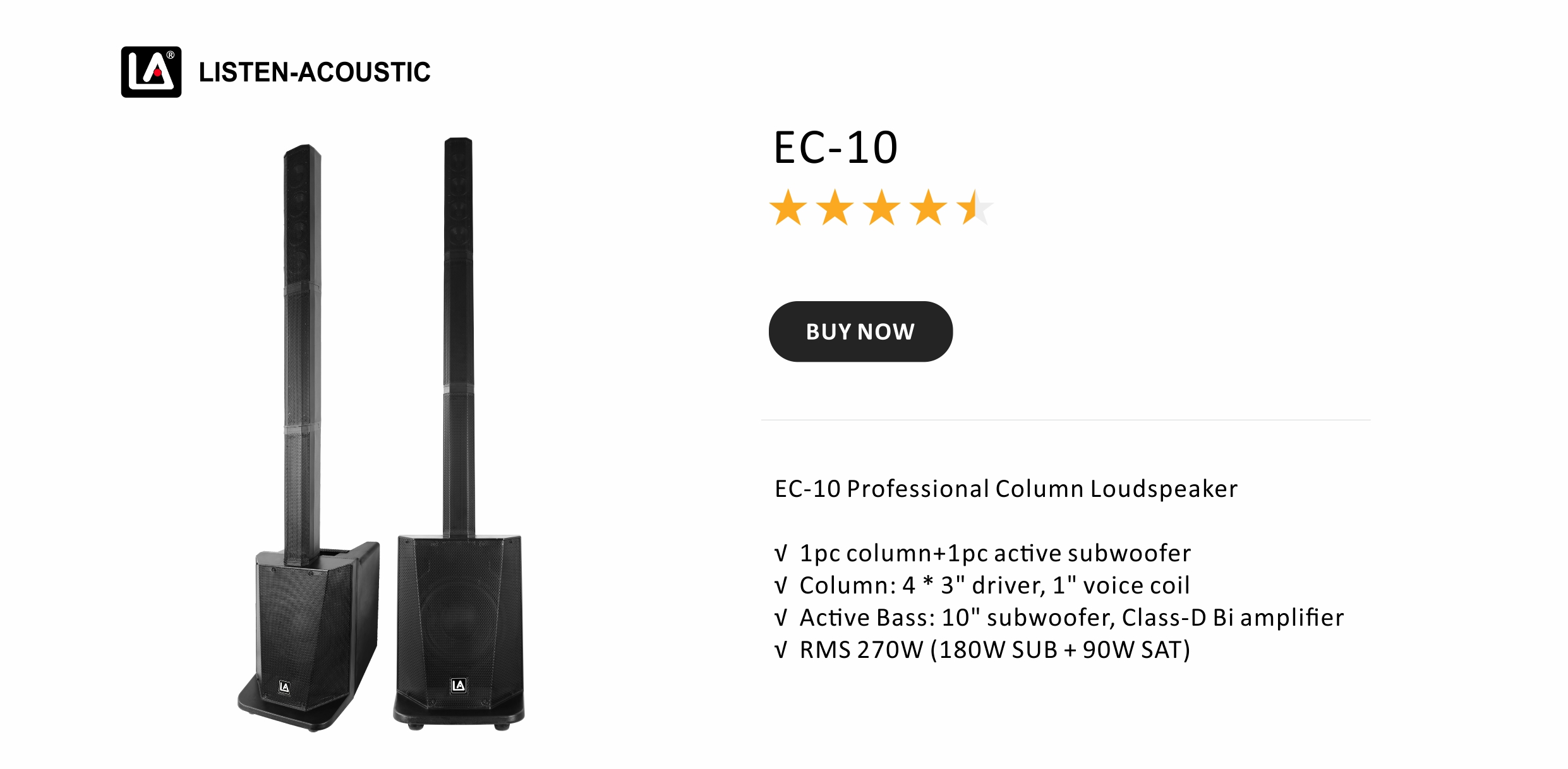 bluetooth speakers, speaker, portable pa system, column array speakers, dj speakers, column array pa system, Combination Systems EC Series, Column Speakers EC-10 Series, professional loudspeaker