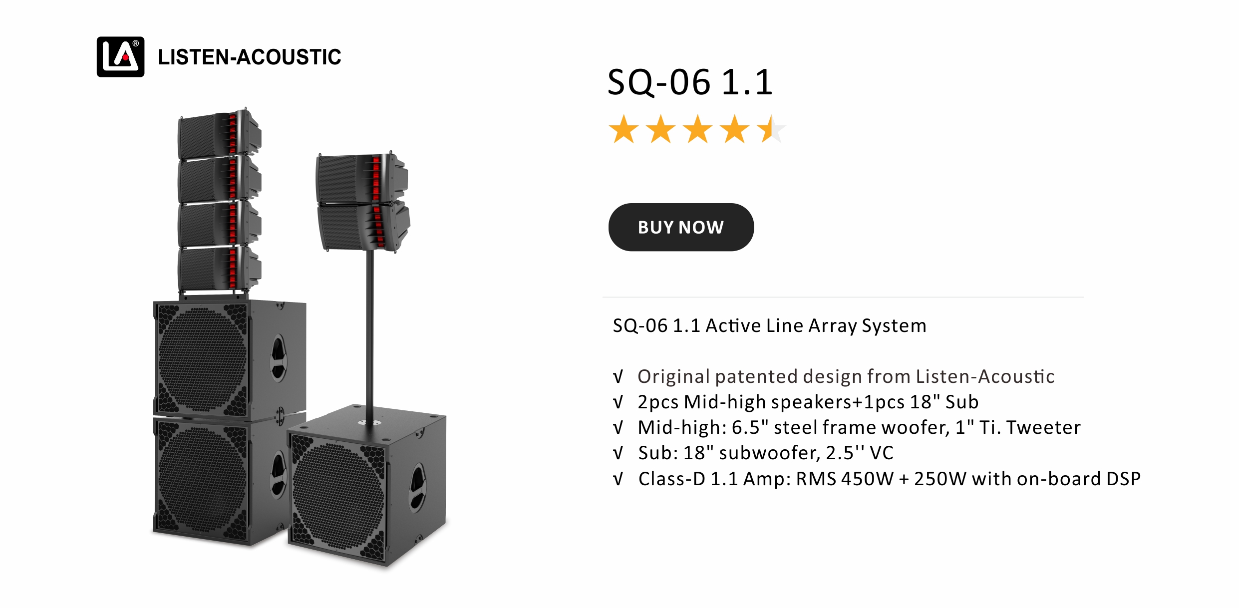 SQ 1.1 Series Active Line Array System, active line array system, line array active system, active line array China, active line array loudspeaker