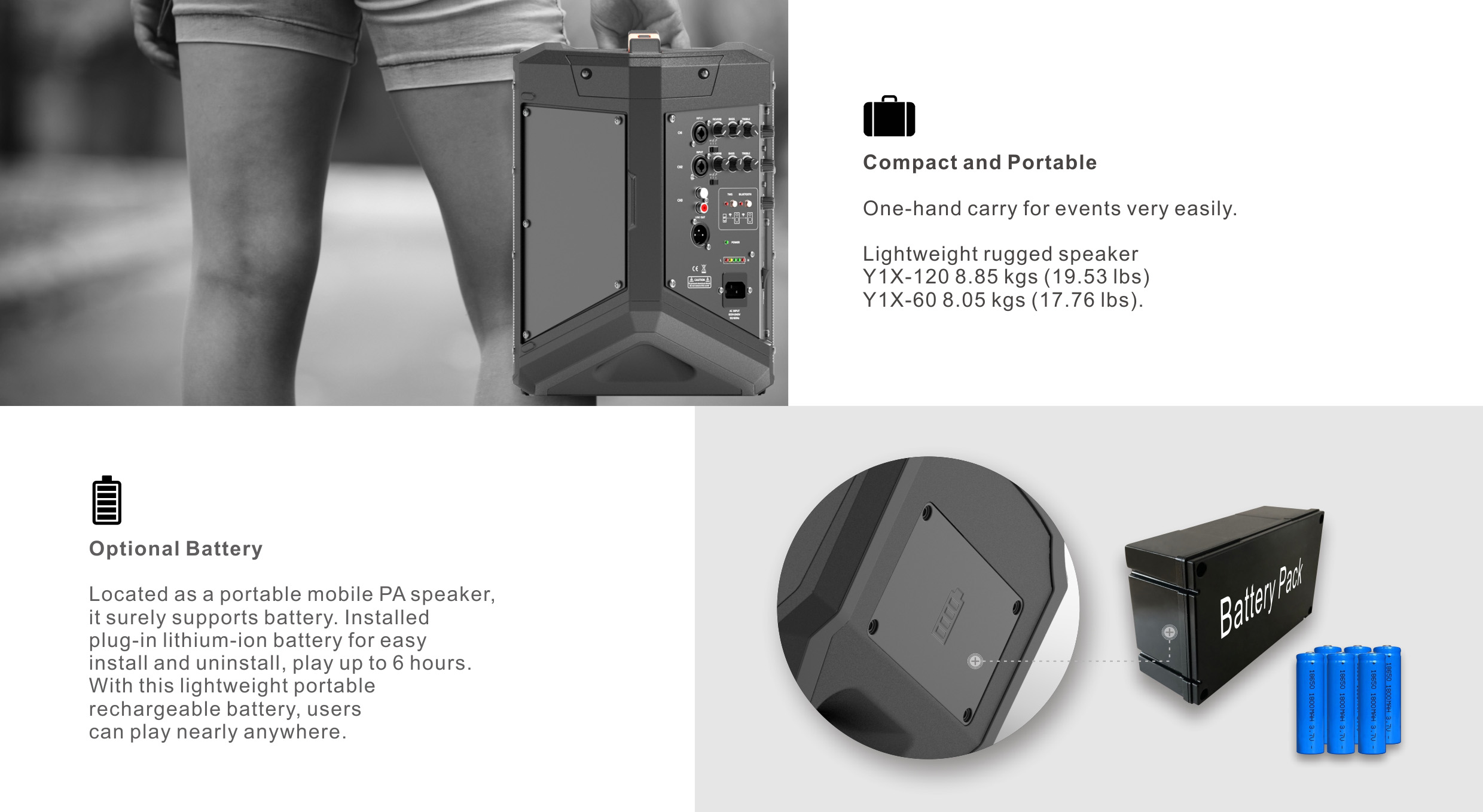 compact pa system, Portable Bluetooth Speaker Y1X Series, small bluetooth speaker, bluetooth speakers portable wireless, Portable Sound Speakers, Y1X-120