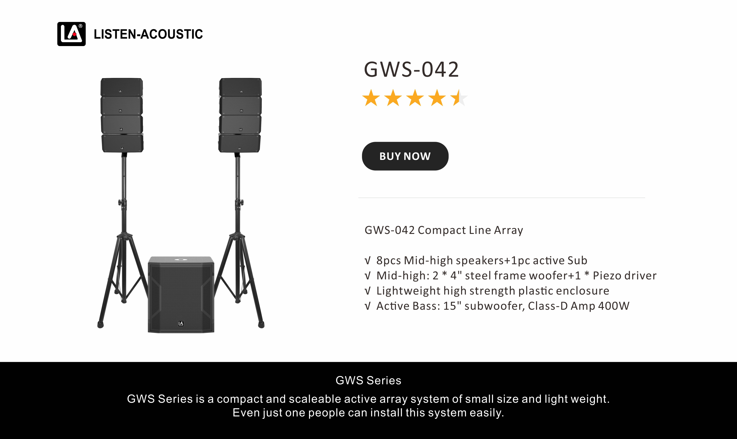 compact line array systems, compact line array system, array compact, Line Array GWS-042, Line Array GWS Series