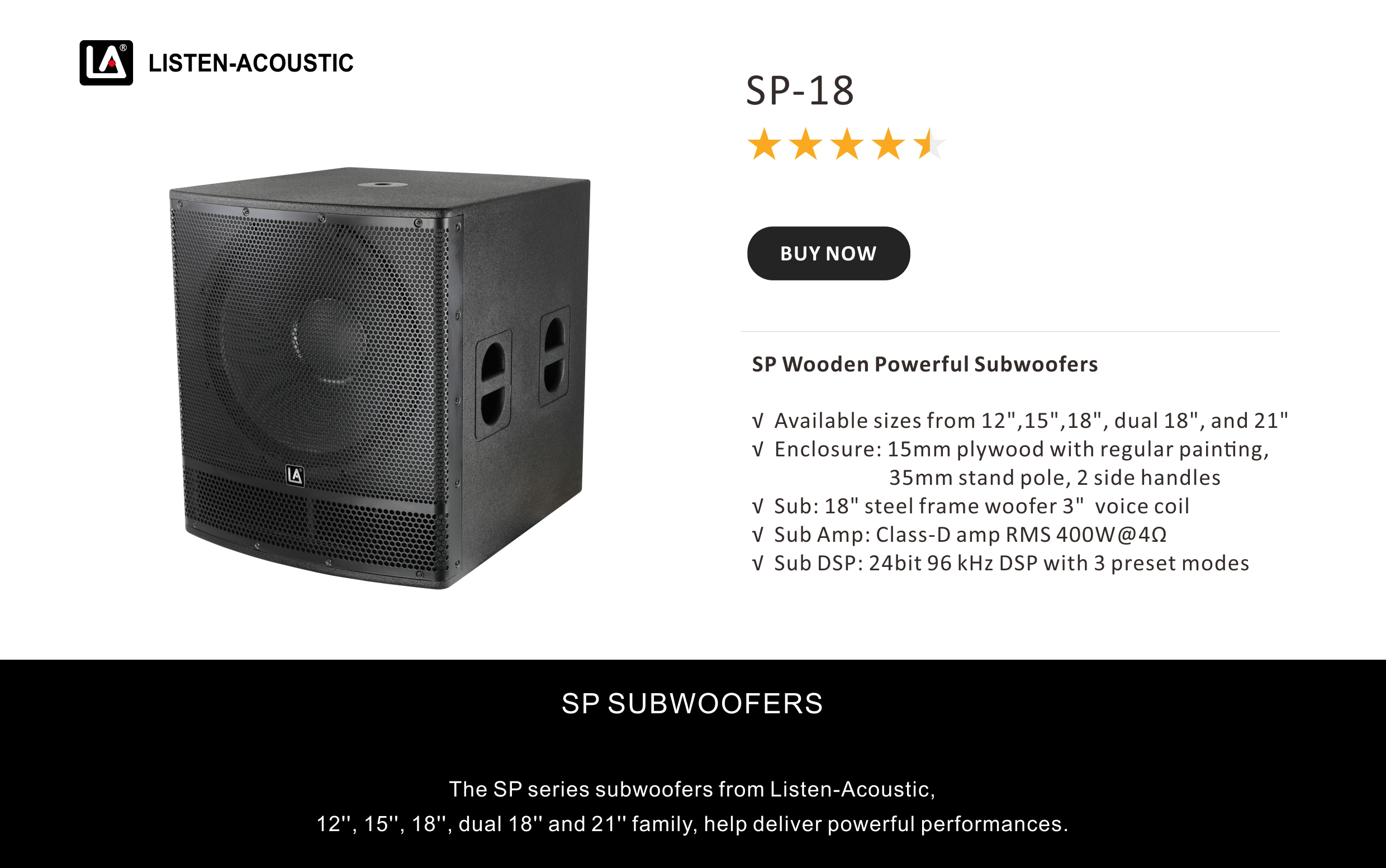 Wooden PA Speakers SP Series, Active Speakers, Professional Speaker, 21inch Wooden Powerful Subwoofer, 21 inch Wooden Bass Speakers