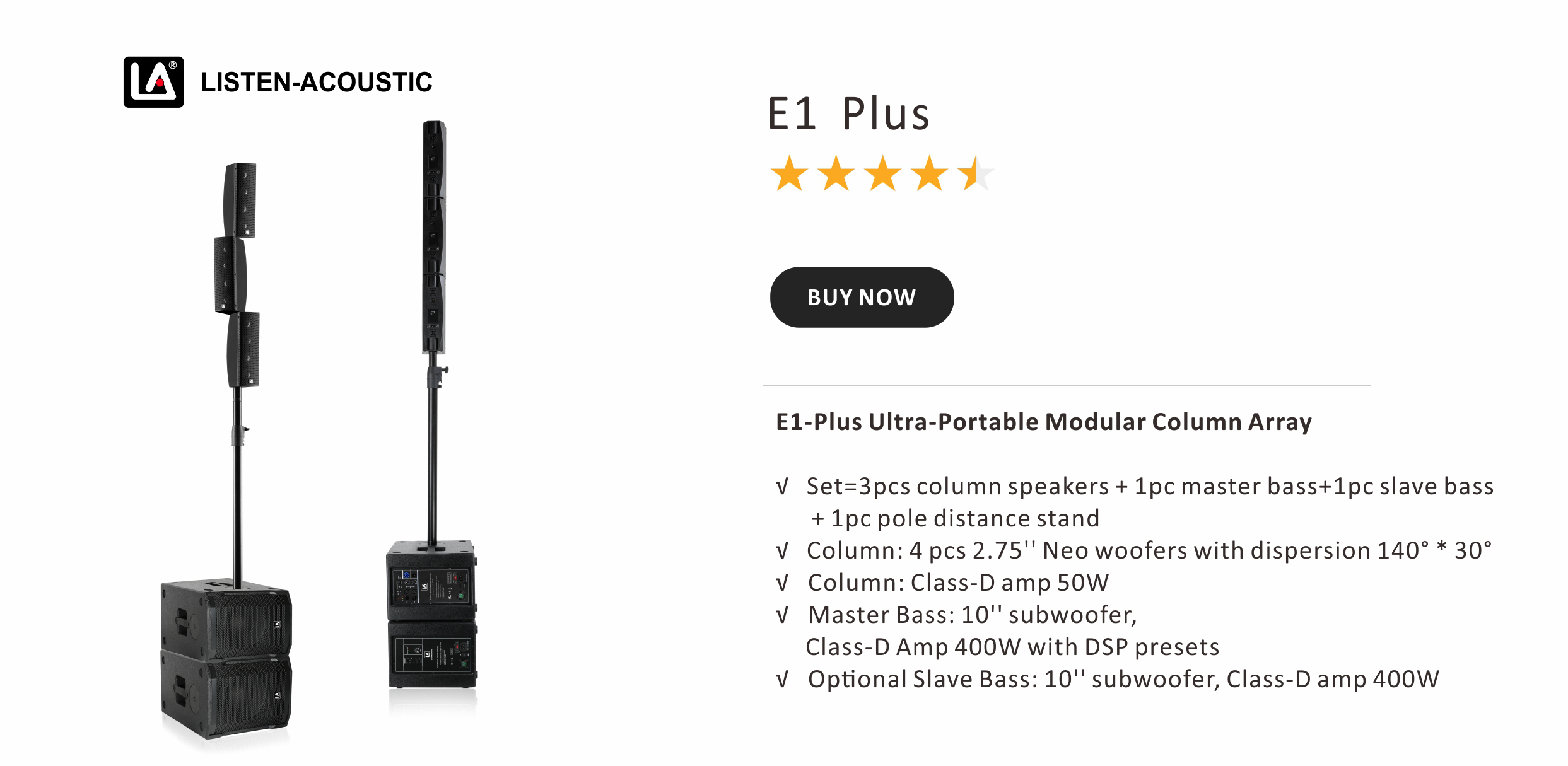 Combination Systems E1 Series, Portable Loudspeakers, powered line array speakers, E1 Plus best line array speakers for Dj