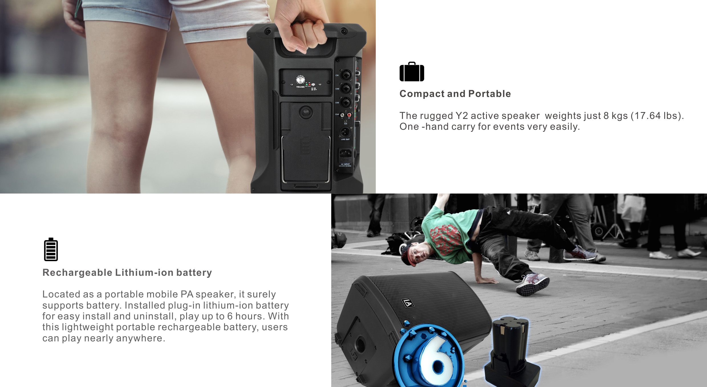 Portable speakers, compact speaker, All in One Speaker Y2 Series, Multi function speakers, Bluetooth speaker, Portable Sound Speakers Y2 Series