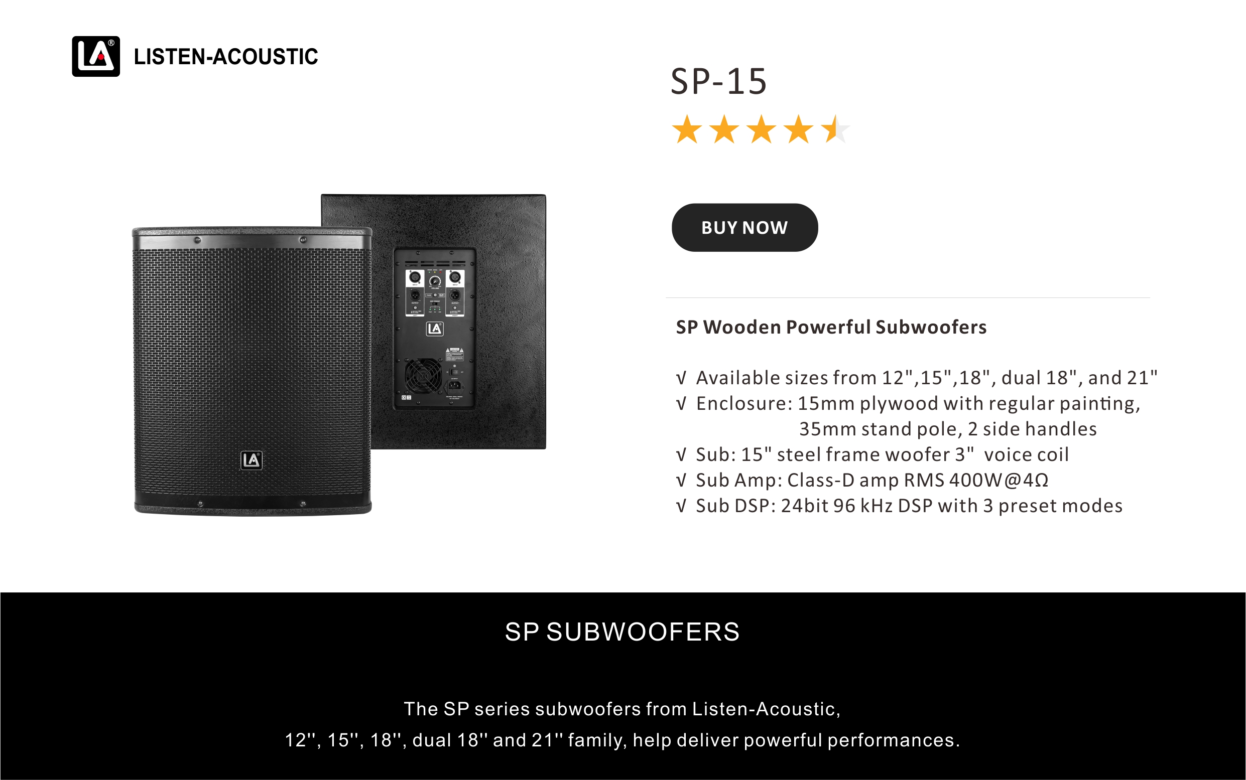 Wooden PA Speakers, SP Series, Active Speakers, Professional Speaker, 15inch Wooden Powerful Subwoofer, 15inch Wooden PA Speakers