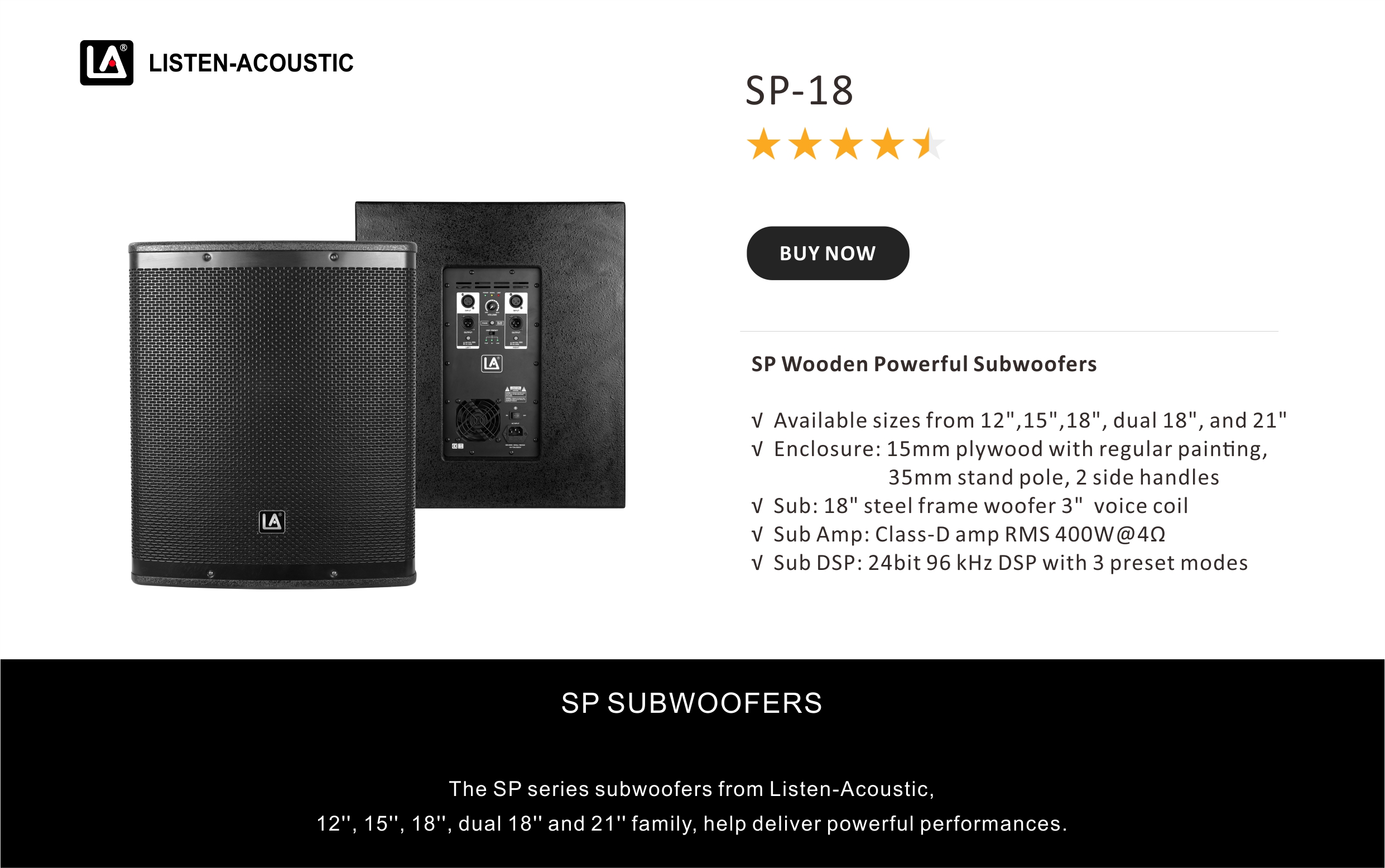 Wooden PA Speakers SP Series, Active Speakers, Professional Speaker, 18inch Wooden Powerful Subwoofer, 18 inch Wooden PA Speakers