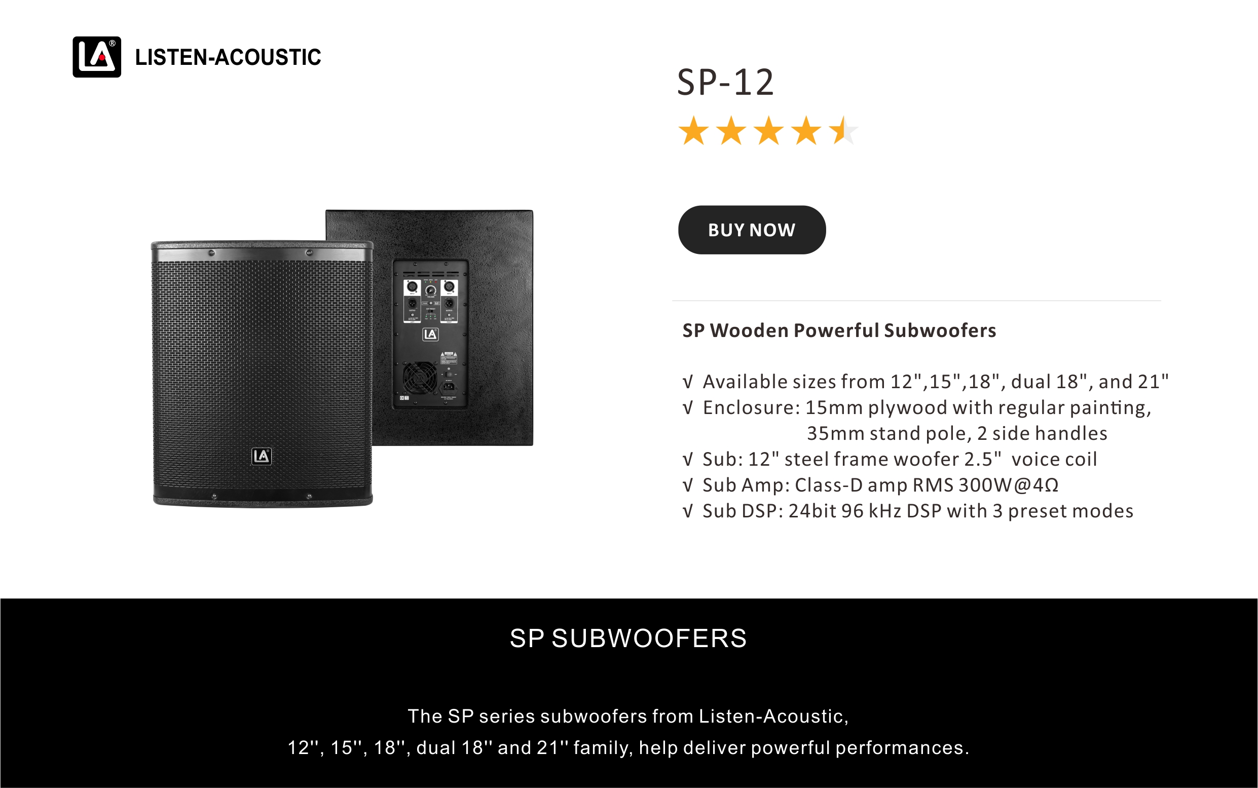 Wooden PA Speakers, SP Series, Active Speakers, Professional Speaker, Wooden Powerful Subwoofer, 12inch Wooden PA Speakers