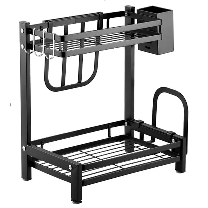 Simple design wholesale wall hungwall mounted kitchen storage spice rack aluminium dish rack