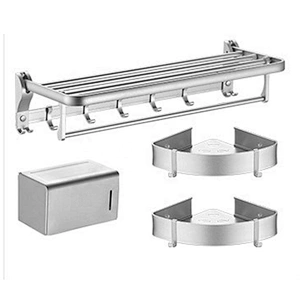 Bathroom Pure Aluminium Bath Towel Movable Stand Double Angle Stand Single rod 3 sets of practical toilet brushes