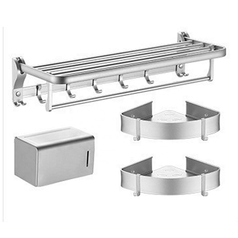 Bathroom Pure Aluminium Bath Towel Movable Stand Double Angle Stand Single rod 3 sets of practical toilet brushes