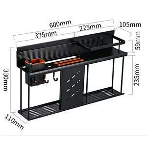 Simple design wholesale wall hungwall mounted kitchen storage spice rack aluminium dish rack